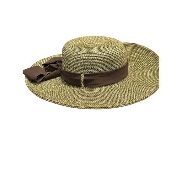 Scala Wide Brim Sun‎ Hat  One Size with brown scarf - Picture 3 of 7